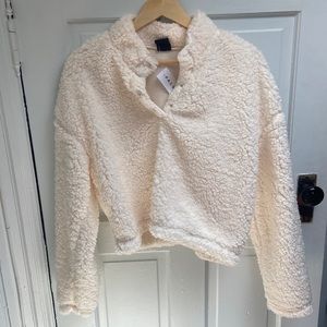 Fuzzy White Pacsun Button Up Size L